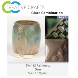 Rainforest SW185 over Oyster SW110 Stoneware Glaze Combination Rainforest SW185 over Oyster SW110 Stoneware Glaze Combination